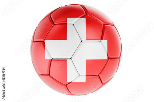 Soccer ball or football ball with Swiss flag  3D rendering