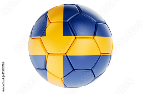 Soccer ball or football ball with Swedish flag  3D rendering