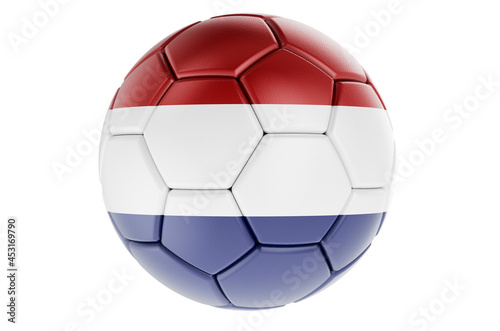Soccer ball or football ball with The Netherlands flag  3D rendering
