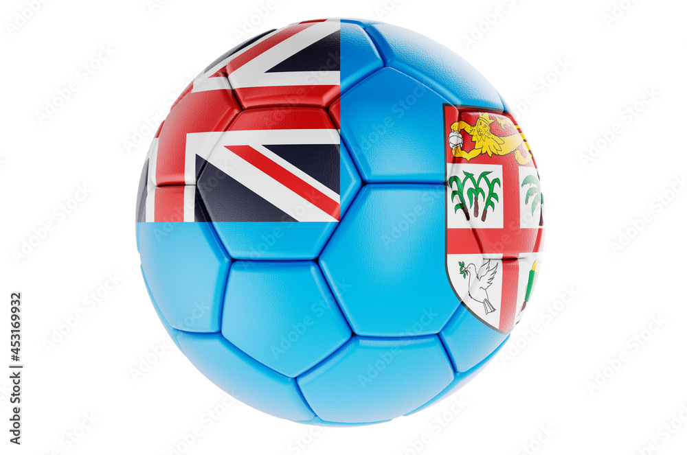 Obraz premium Soccer ball or football ball with Fijian flag, 3D rendering