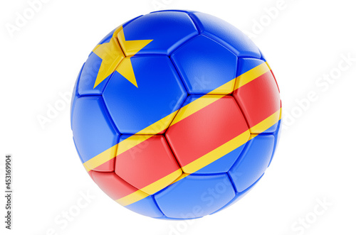 Soccer ball or football ball with Congolese Democratic Republic flag  3D rendering