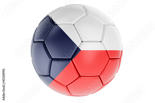 Soccer ball or football ball with Czech flag  3D rendering