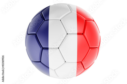 Soccer ball or football ball with French flag  3D rendering