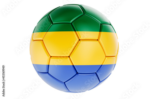 Soccer ball or football ball with Gabonese flag  3D rendering