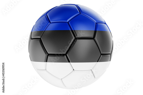 Soccer ball or football ball with Estonian flag, 3D rendering © natatravel