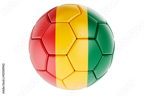 Soccer ball or football ball with Guinean flag  3D rendering