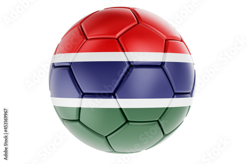 Soccer ball or football ball with Gambia flag  3D rendering