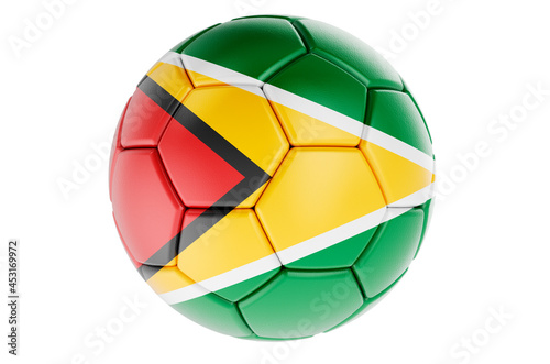 Soccer ball or football ball with Guyanese flag  3D rendering