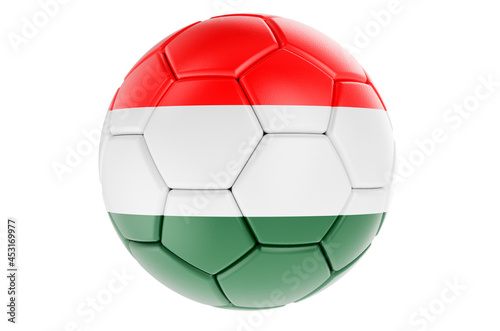 Soccer ball or football ball with Hungarian flag, 3D rendering