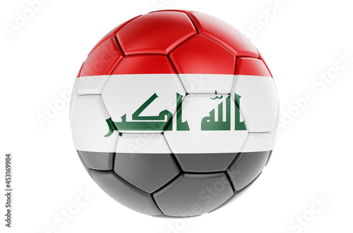Soccer ball or football ball with Iraqi flag  3D rendering