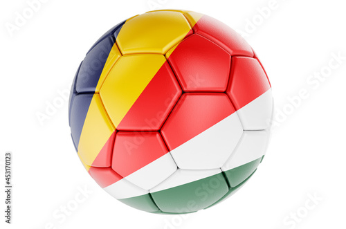 Soccer ball or football ball with Seychelloise flag  3D rendering