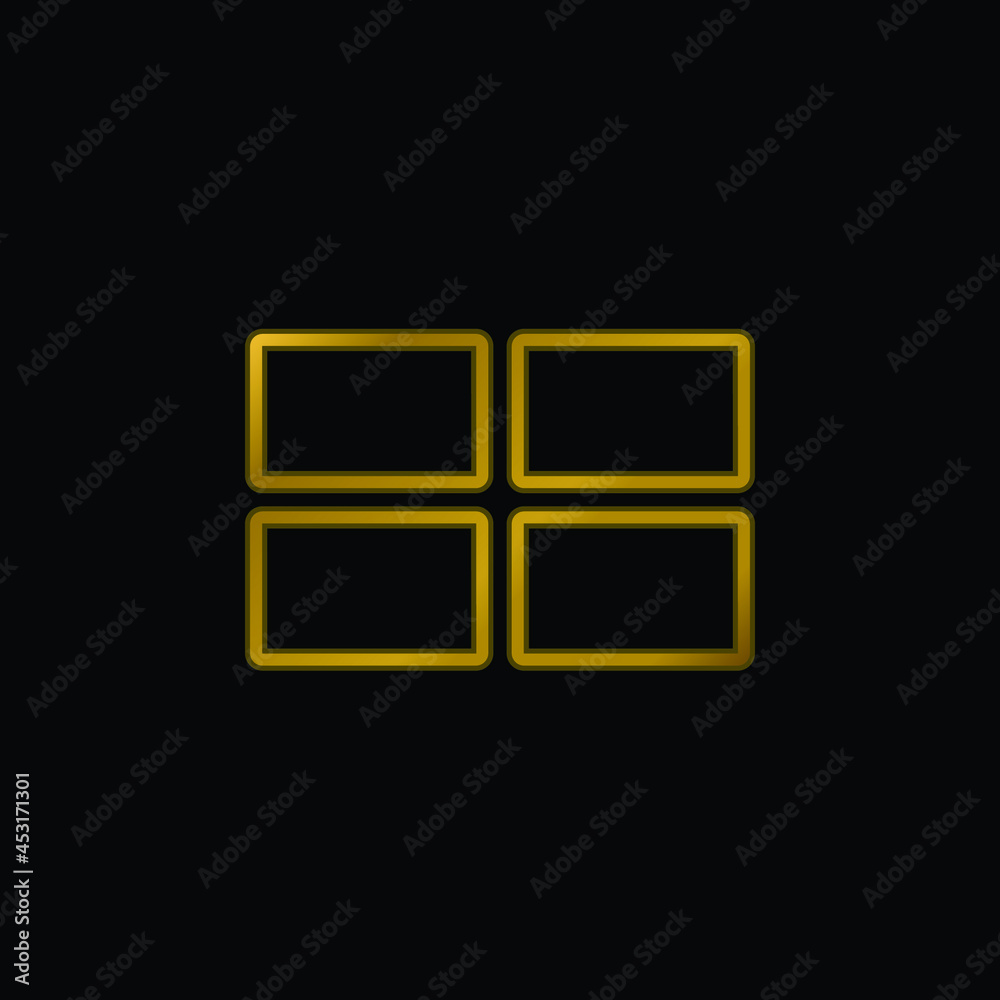 Fototapeta premium 4 Rectangles gold plated metalic icon or logo vector