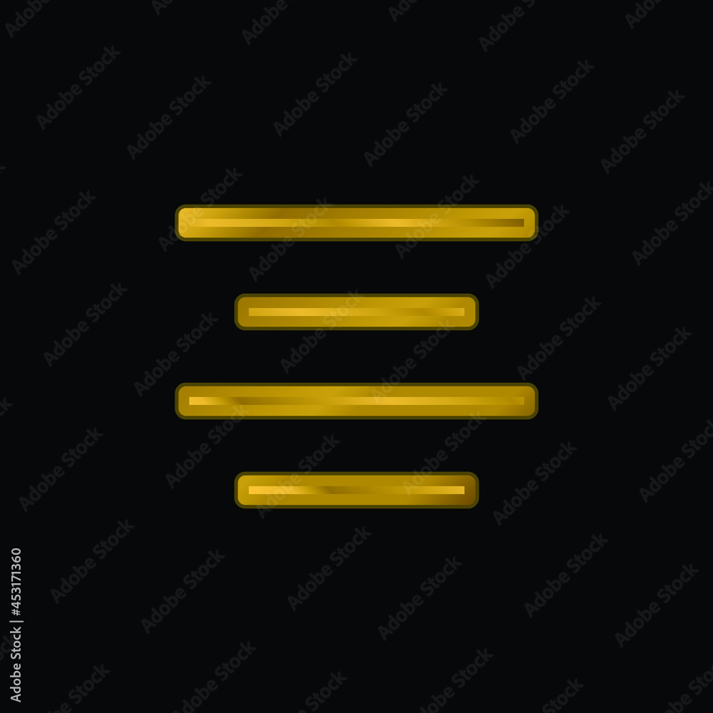Align Center gold plated metalic icon or logo vector Align Center gold plated metalic icon or logo vector