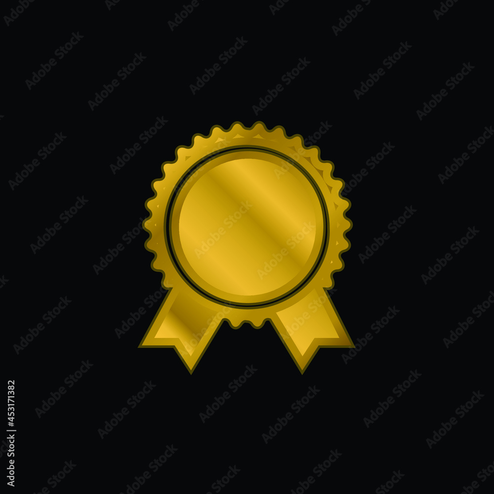 Award Badge Of Circular Shape With Ribbon Tails gold plated metalic icon or logo vector Award Badge Of Circular Shape With Ribbon Tails gold plated metalic icon or logo vector