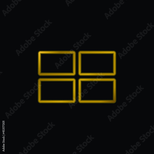 4 Rectangles gold plated metalic icon or logo vector