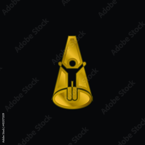 Abducted Man gold plated metalic icon or logo vector