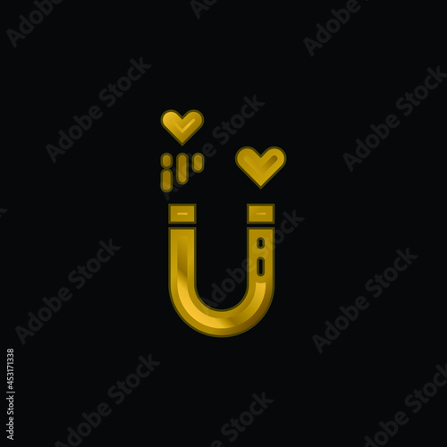 Attraction gold plated metalic icon or logo vector