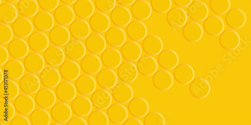 Yellow background with round mosaic, monochrome texture