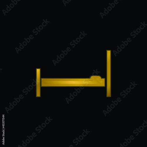 Bed Empty Side View gold plated metalic icon or logo vector