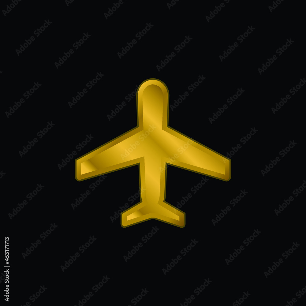 Aeroplane gold plated metalic icon or logo vector Aeroplane gold plated metalic icon or logo vector
