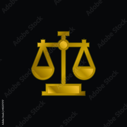 Balance gold plated metalic icon or logo vector
