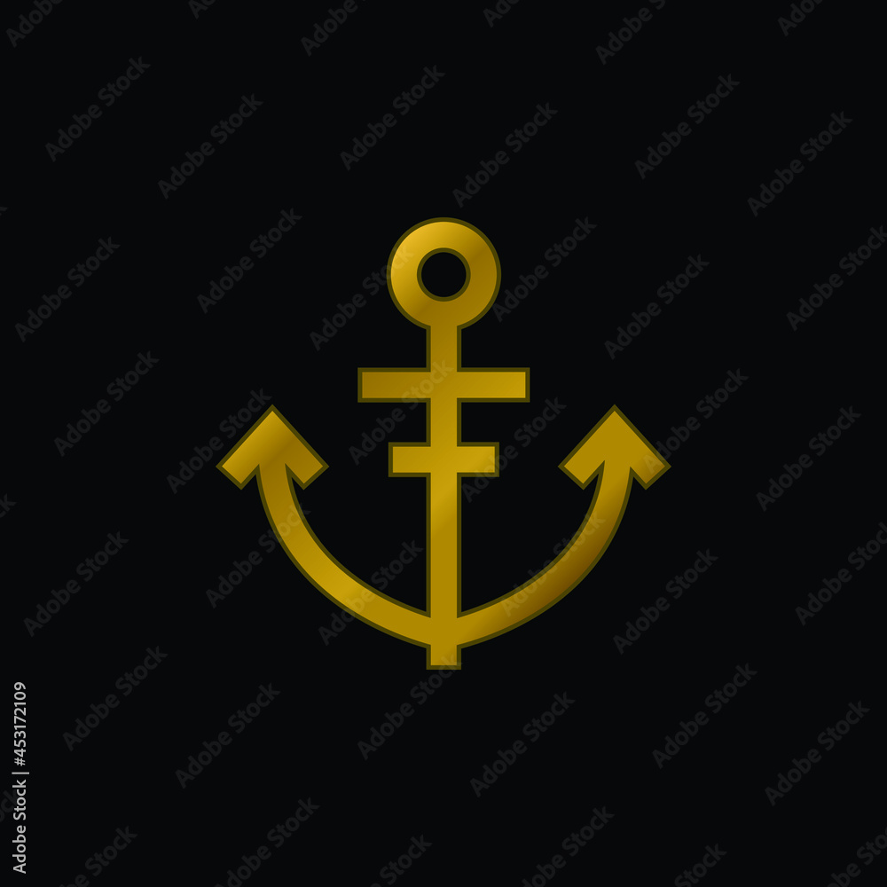 Anchor gold plated metalic icon or logo vector Anchor gold plated metalic icon or logo vector