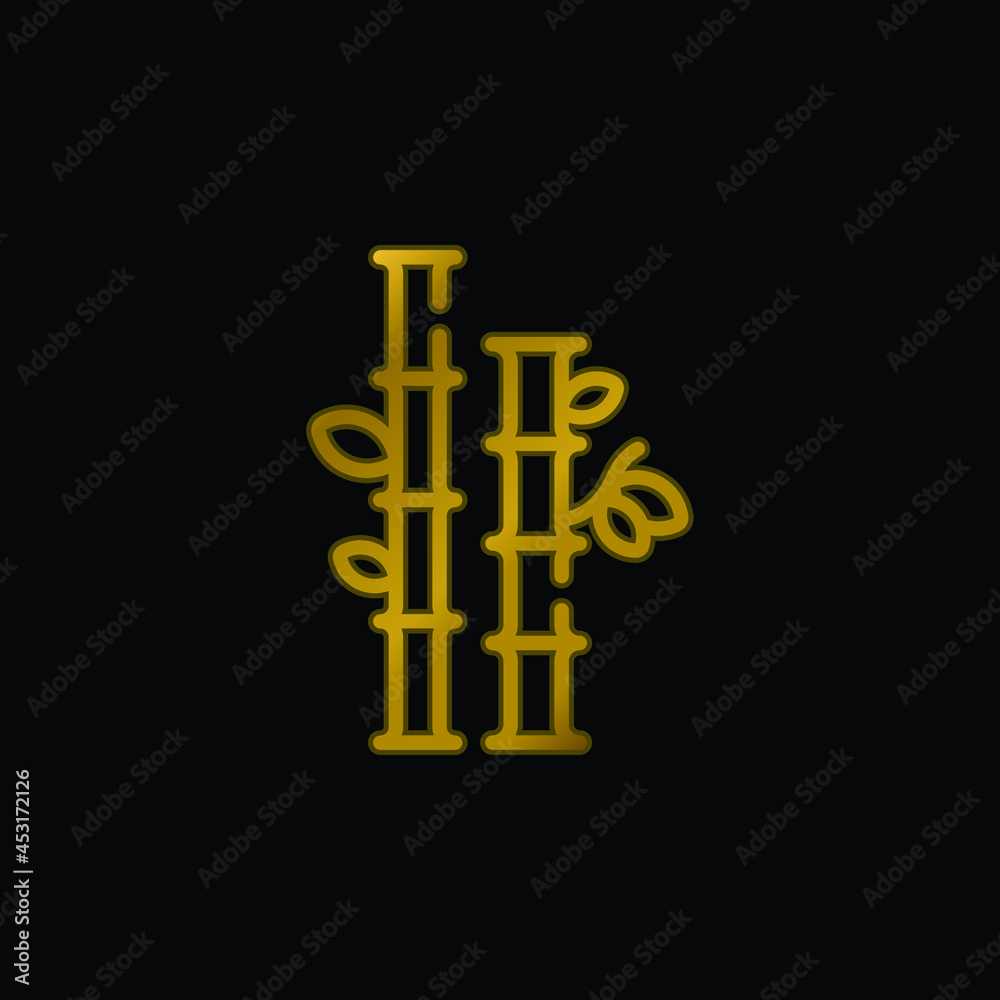 Bamboo gold plated metalic icon or logo vector Bamboo gold plated metalic icon or logo vector