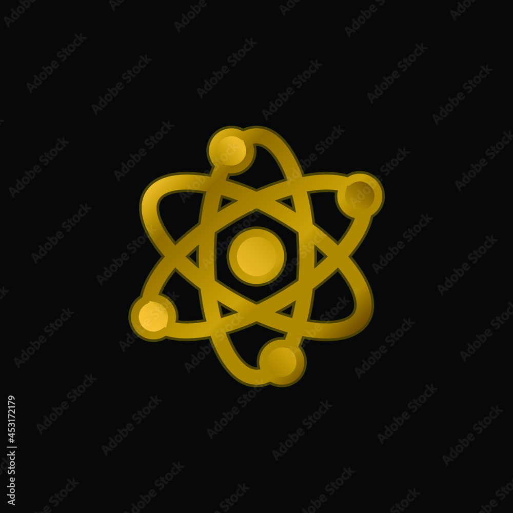 Atoms gold plated metalic icon or logo vector Atoms gold plated metalic icon or logo vector