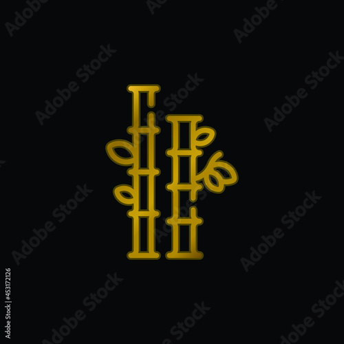 Bamboo gold plated metalic icon or logo vector