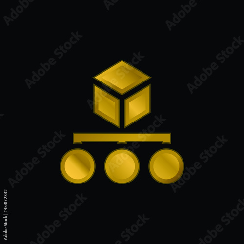Algorithm gold plated metalic icon or logo vector