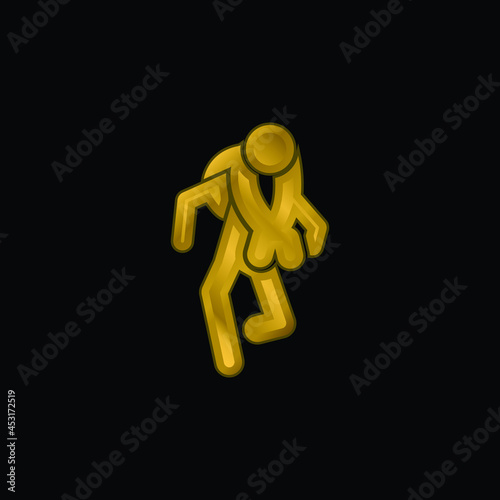 Adventure Sport Silhouettes gold plated metalic icon or logo vector