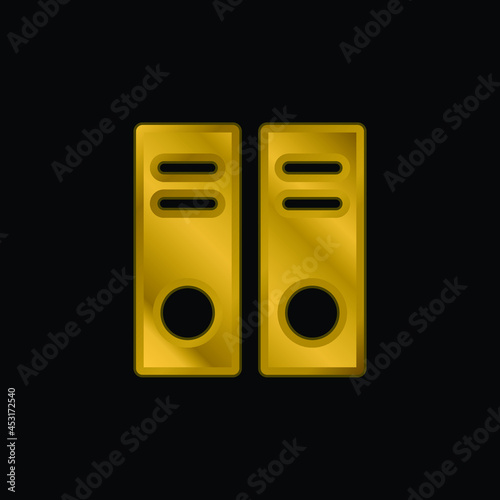 Archive Documents gold plated metalic icon or logo vector