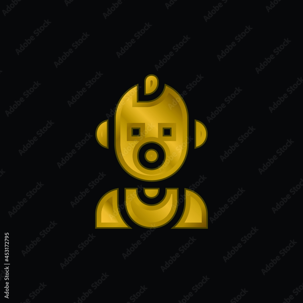 Baby gold plated metalic icon or logo vector Baby gold plated metalic icon or logo vector