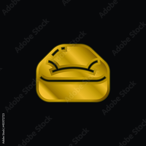 Bean Bag gold plated metalic icon or logo vector