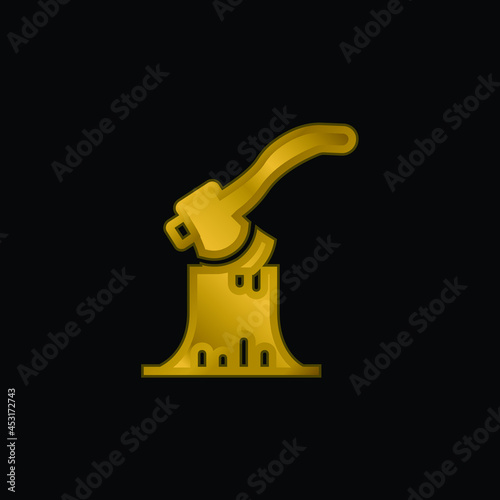 Axe gold plated metalic icon or logo vector