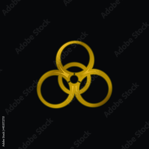 Alert gold plated metalic icon or logo vector