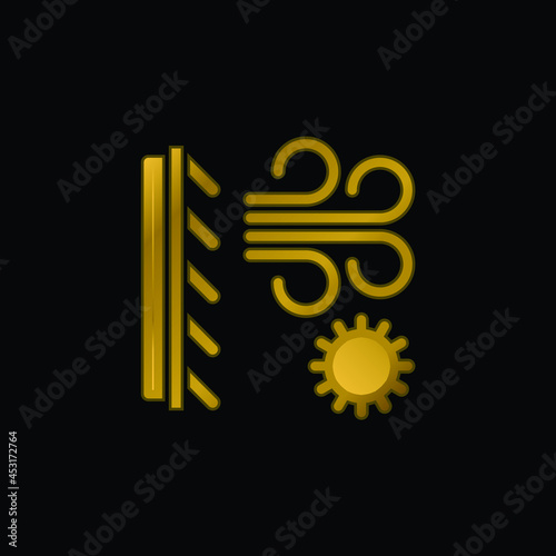 Air Conditioner gold plated metalic icon or logo vector