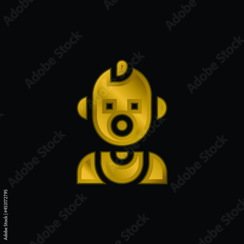 Baby gold plated metalic icon or logo vector