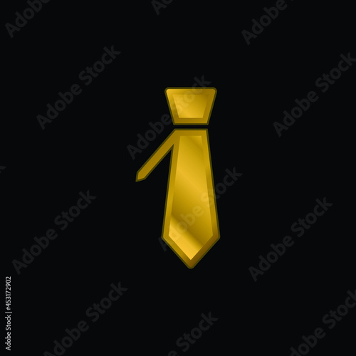 Big Tie gold plated metalic icon or logo vector