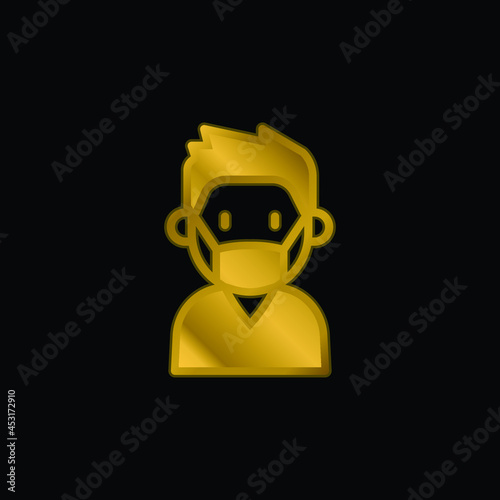 Boy gold plated metalic icon or logo vector