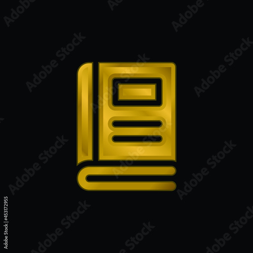 Book gold plated metalic icon or logo vector