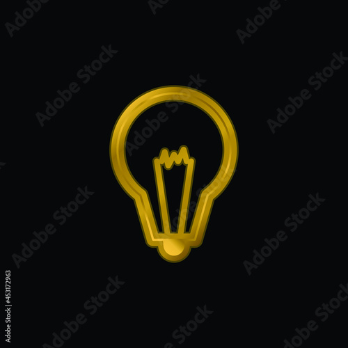 Big Light Bulb gold plated metalic icon or logo vector