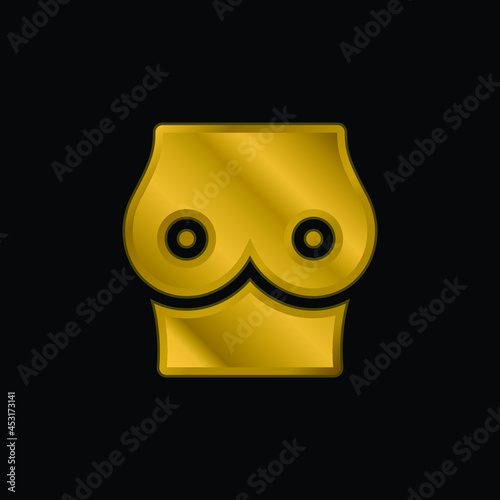 Breast gold plated metalic icon or logo vector