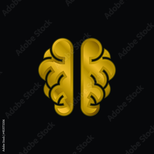 Brainstorm gold plated metalic icon or logo vector
