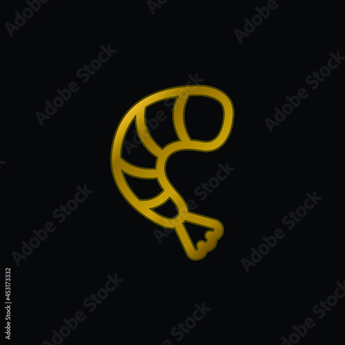 Big Shrimp gold plated metalic icon or logo vector