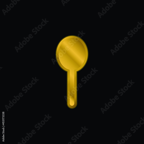 Black Silhouette Shape Of An Object Like A Spoon gold plated metalic icon or logo vector