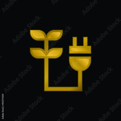 Bioenergy gold plated metalic icon or logo vector