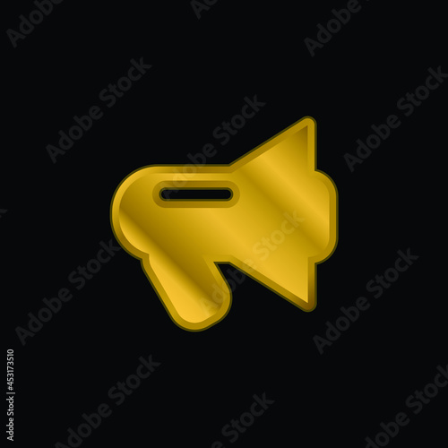 Black Megaphone gold plated metalic icon or logo vector