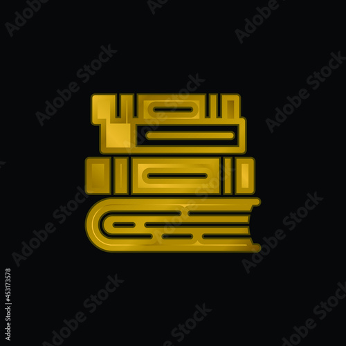 Books gold plated metalic icon or logo vector