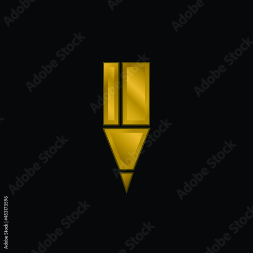 Black Pencil Tip gold plated metalic icon or logo vector